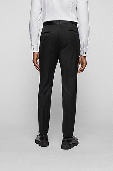 Панталони BOSS Slim-Fit Tuxedo Trousers in Virgin-Wool Serge Черно | 50469186, 1
