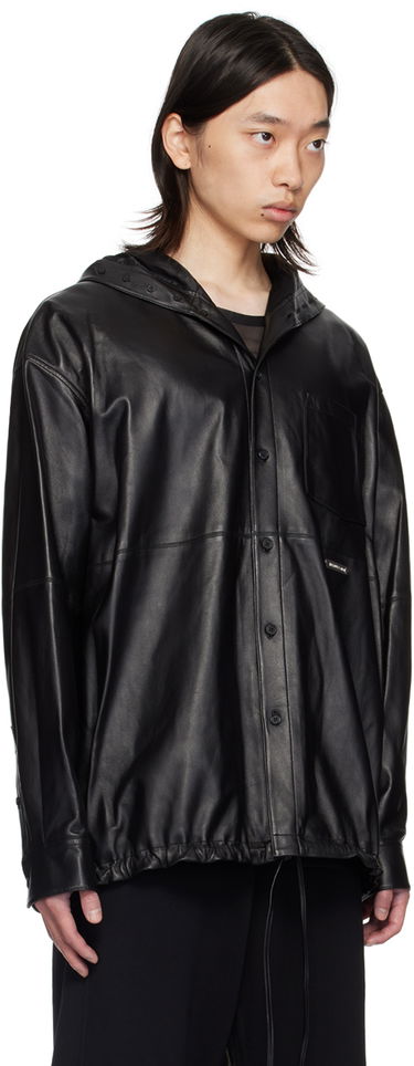 Яке Helmut Lang Hooded Leather Shirt Jacket Черно | O05HM595, 1