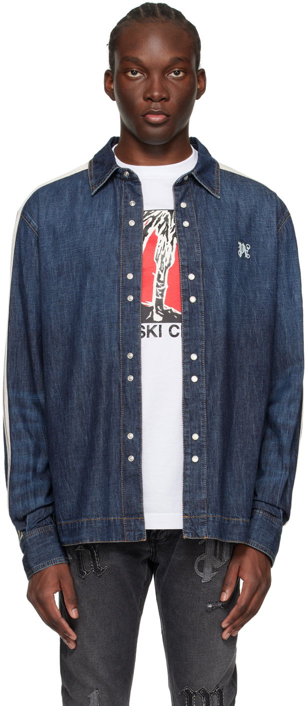 Яке Palm Angels Monogram Track Denim Jacket Тъмно синьо | PMYE049R24DEN0014503, 0