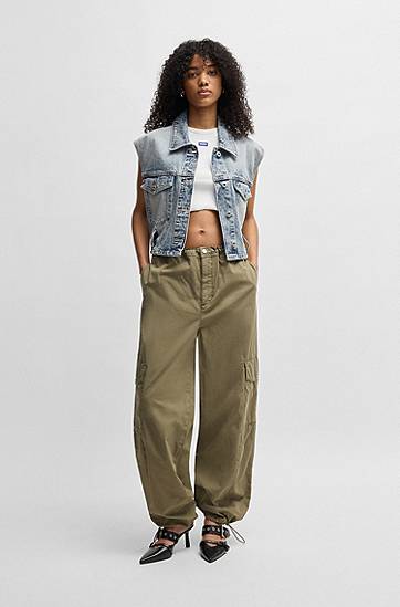 Жилетка BOSS HUGO Cropped Denim Vest with Tie Belt Синьо | 50537493, 1