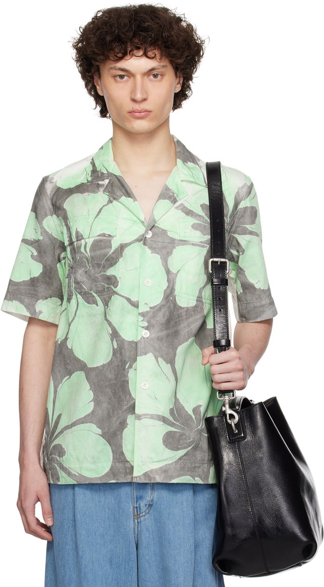 Dries Van Noten Hand-Dyed Floral Print Shirt