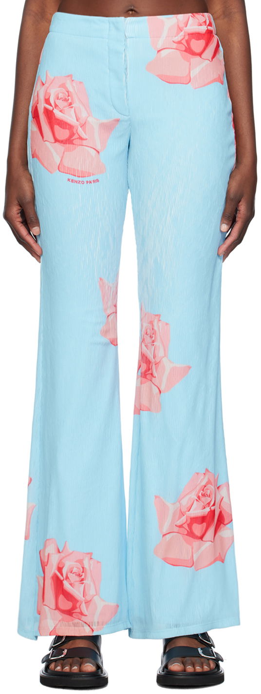 Панталони KENZO Paris Rose Trousers Синьо | FE52PA0859E1