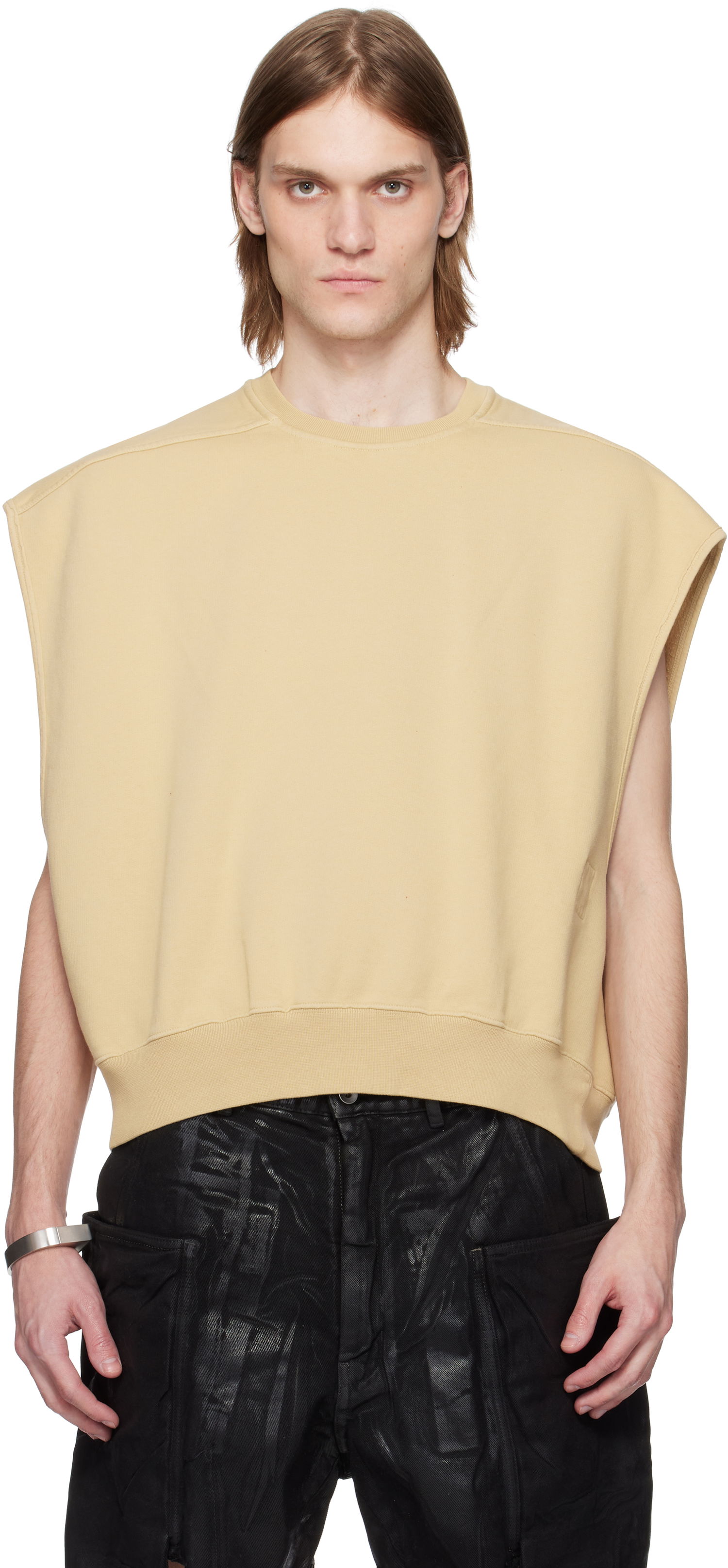 Пуловер Rick Owens Rick Owens DRKSHDW Hollywood Jumbo Tatlin Sleeveless Sweatshirt Бежово | DU01E3160 F, 0