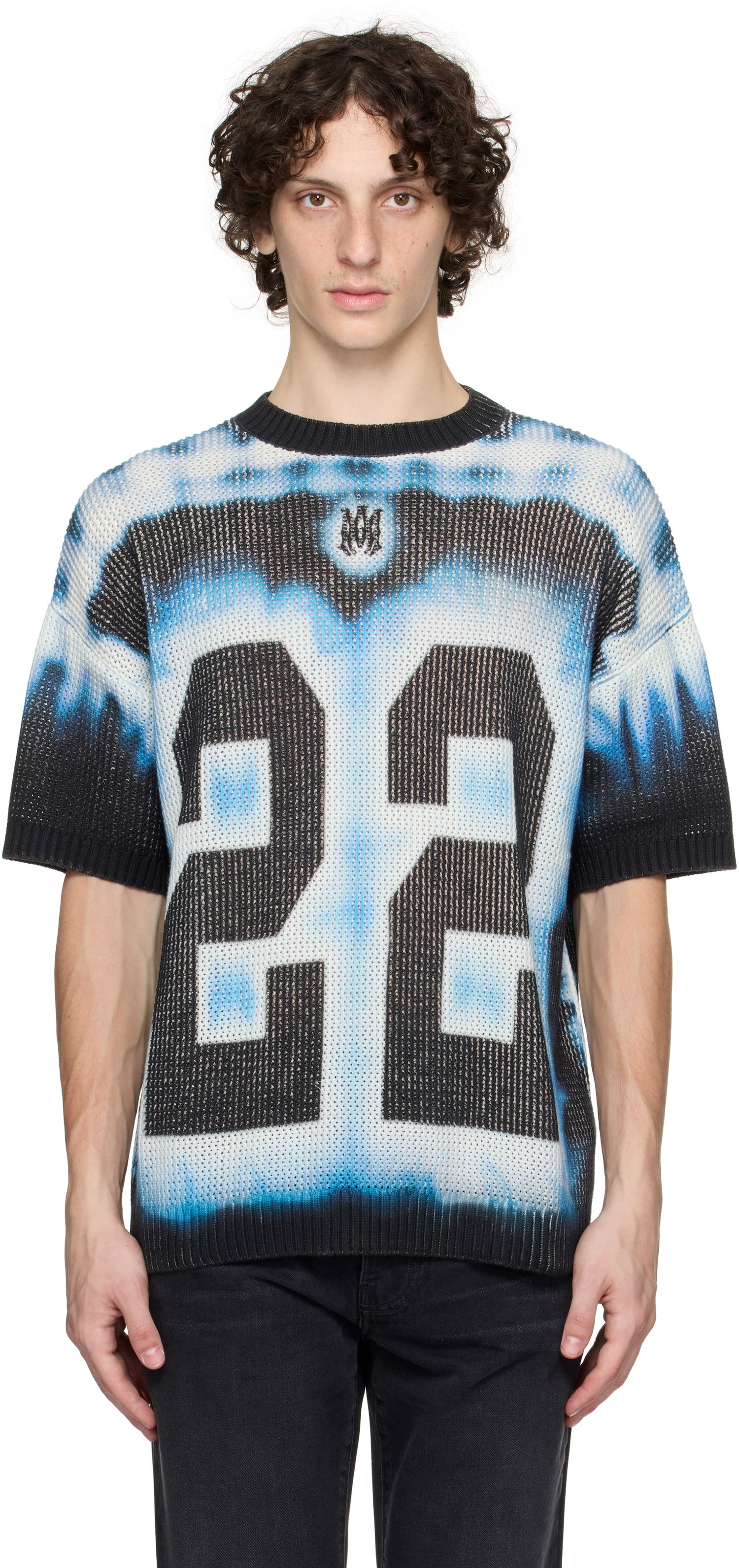 Тениска AMIRI AMIRI '22' Tie Dye Knit T-Shirt Синьо | AMKNTE1051, 0