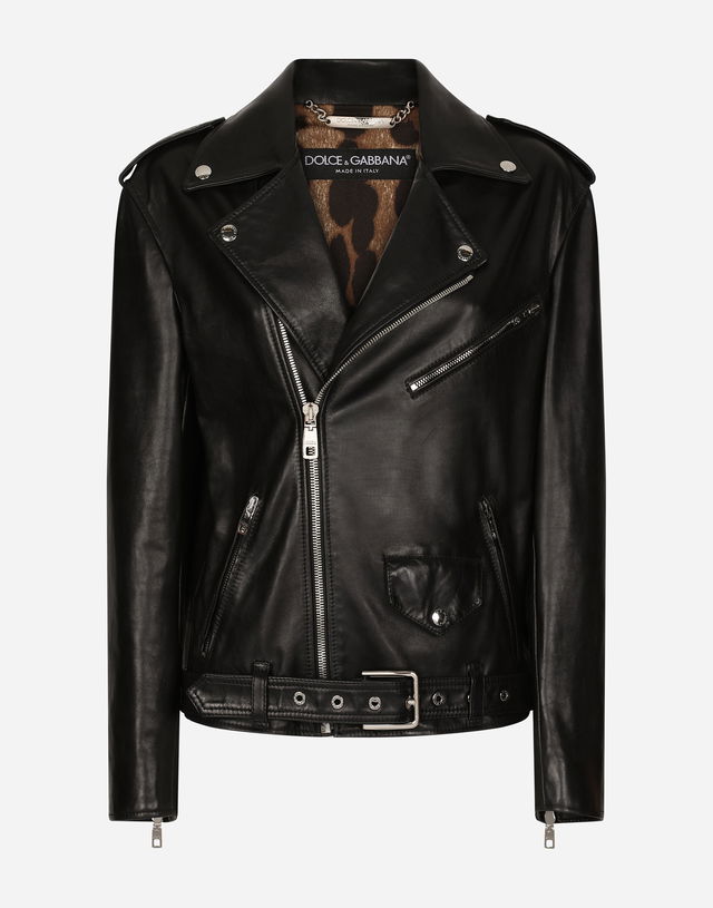 Asymmetric Zip Belted Leather Jacket