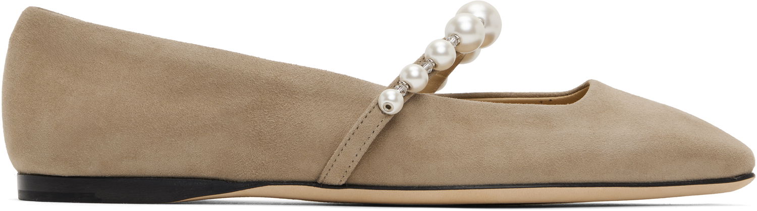 Кецове и обувки Jimmy Choo Jimmy Choo Ade Pearl Ballerina Flats Бежово | ADE FLAT SZR, 0