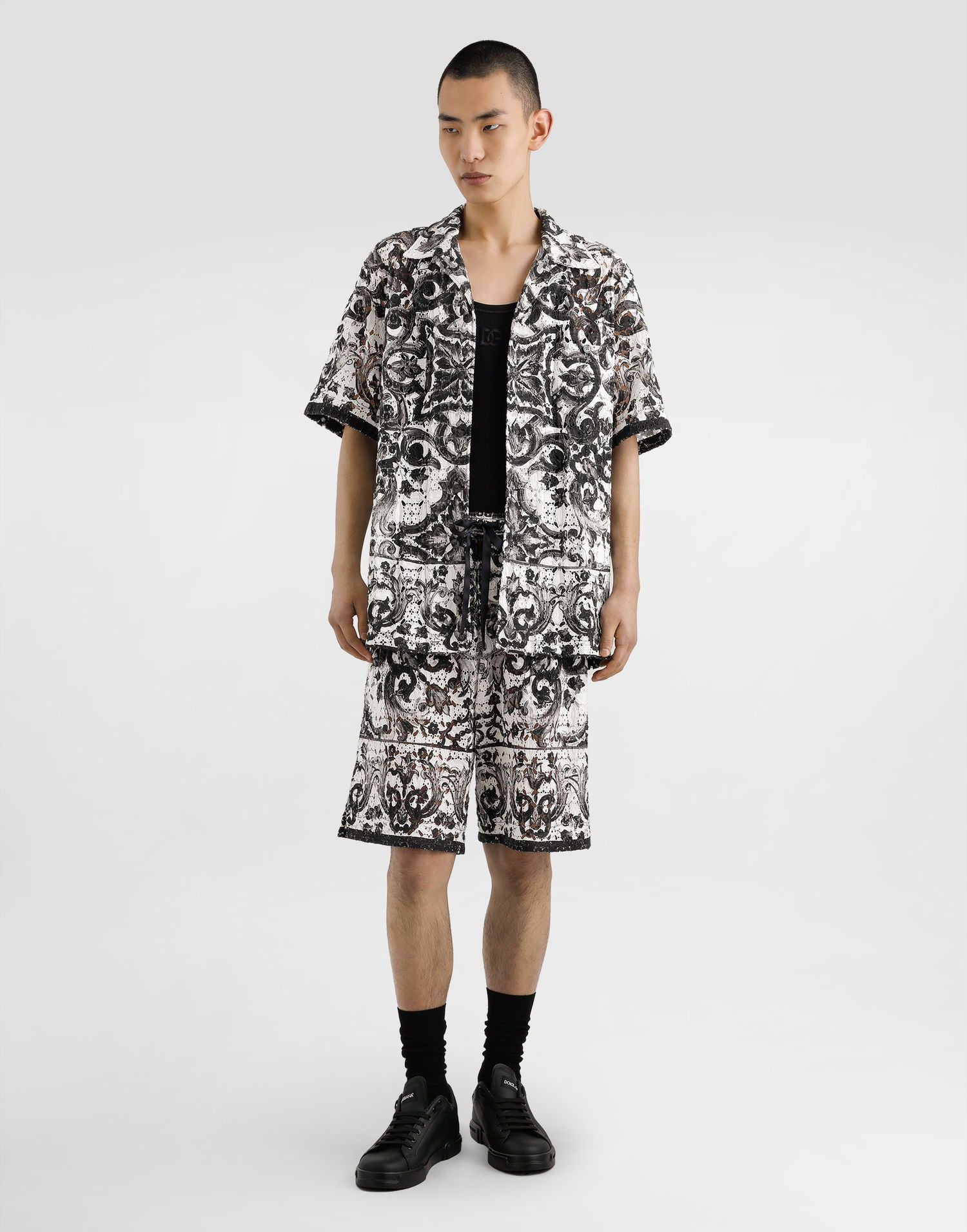 Риза Dolce & Gabbana Dolce & Gabbana Majolica Print Crochet Lace Shirt Бяло | G5JH9THH5EKIZ3TN, 1