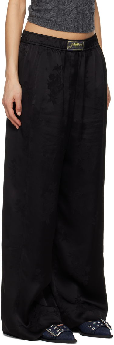 Панталони GANNI GANNI Satin Jacquard Trousers Черно | W0383, 1