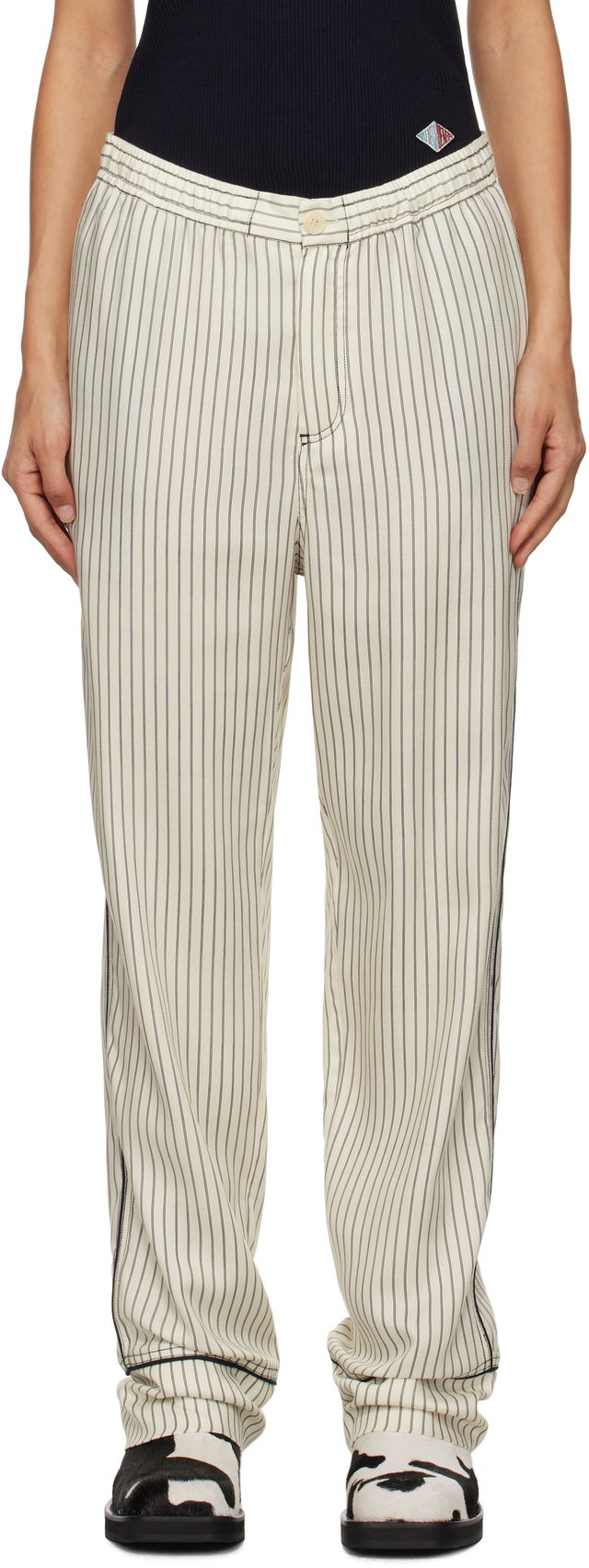 Pinstriped Straight-Leg Trousers