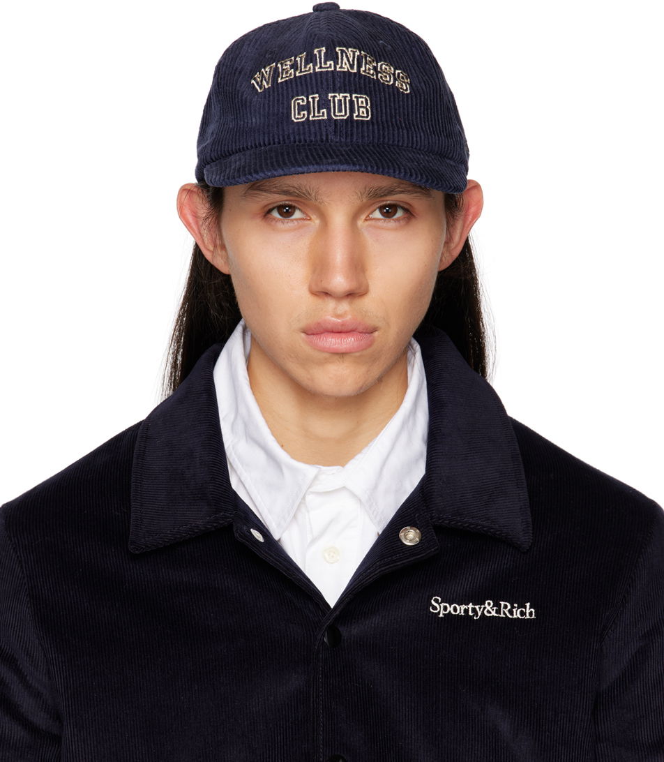 Шапка с козирка Sporty & Rich Sporty & Rich 'Wellness Club' Corduroy Cap Тъмно синьо | CORDUROY HAT, 0