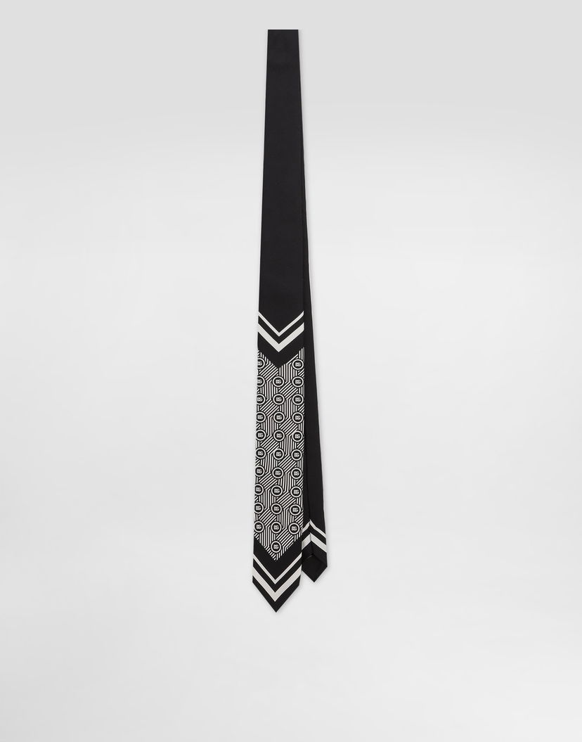 Колани Dolce & Gabbana Dolce & Gabbana Micro-Design and Logo Twill Tie Черно | GT149EG0WV5HH8RN