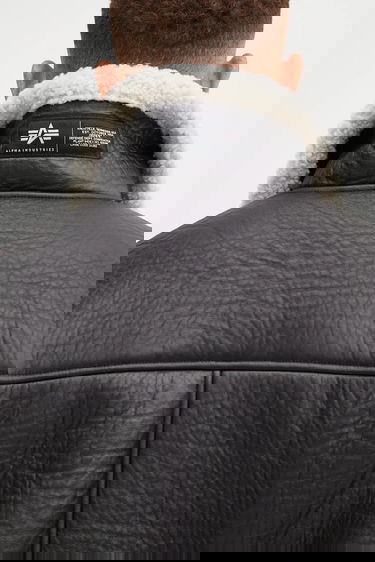 Яке бомбър Alpha Industries B-15 Modified Faux Leather Bomber Jacket with Faux Shearling Collar Черно | 258117, 3