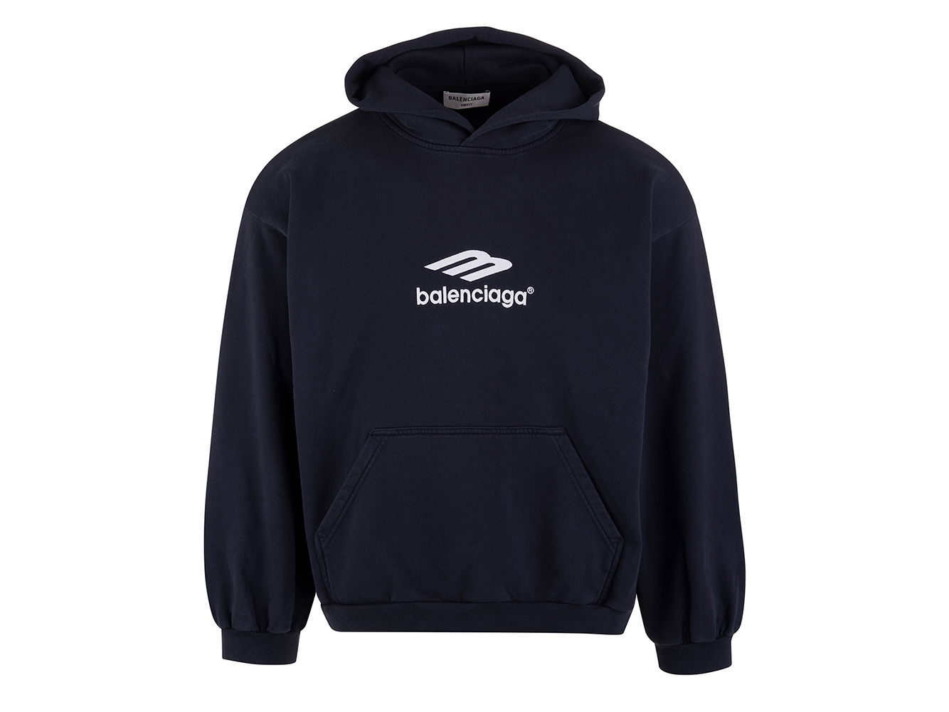 Суитчър Balenciaga 3B Sport Embroidered Hoodie Navy Blue Тъмно синьо | 697874TMVA60396, 0