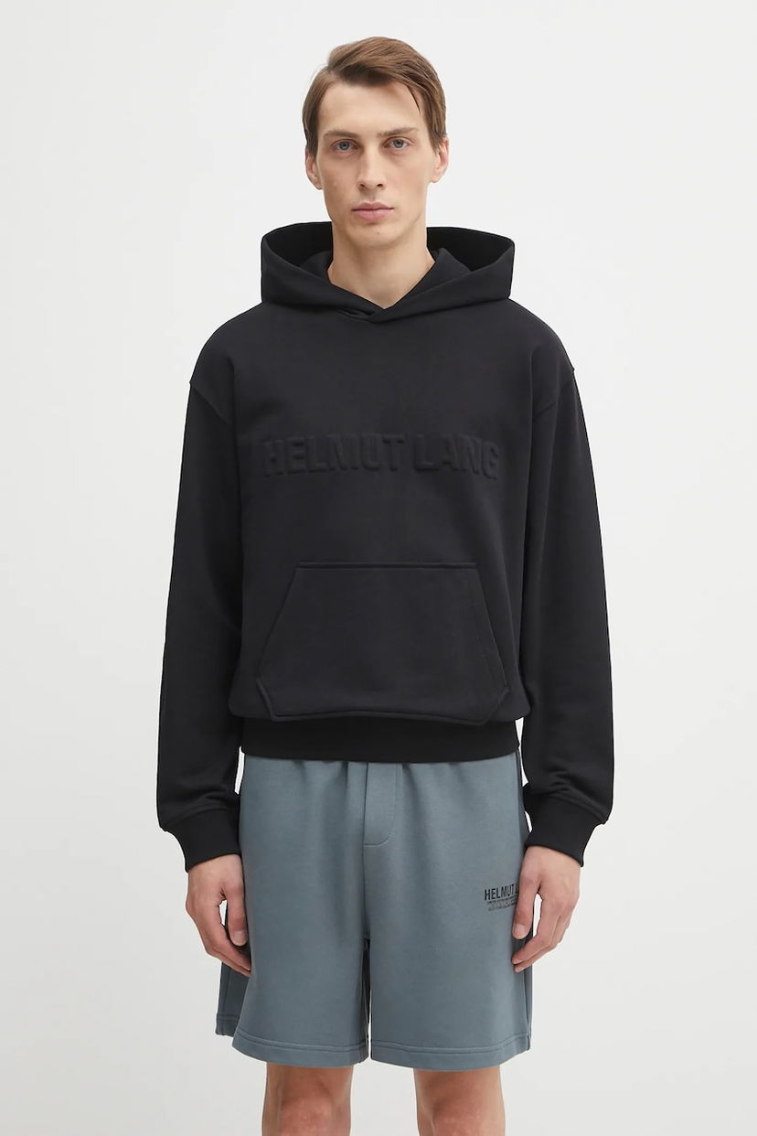Суитчър Helmut Lang Helmut Lang Cotton Hooded Embossed Logo Hoodie Черно | P04HM504