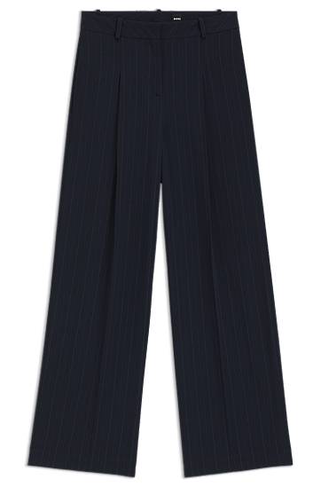 Панталони BOSS Pinstripe Wide-Leg Extra Long Trousers Тъмно синьо | 50548479, 0