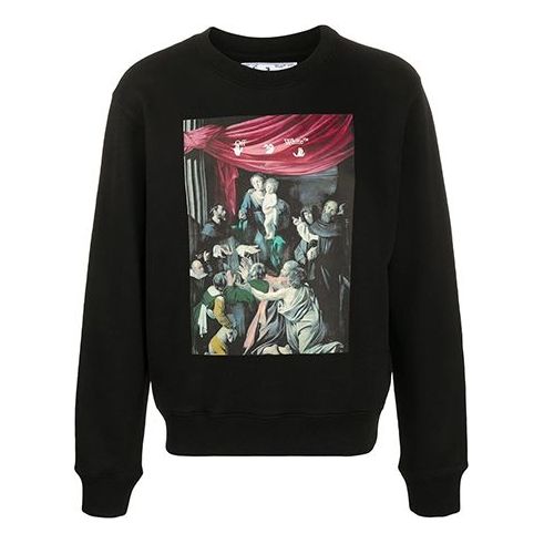 Пуловер Off-White Off-White Caravaggio Painting Crewneck Sweatshirt Черно | OMBA025E20FLE0041010, 0