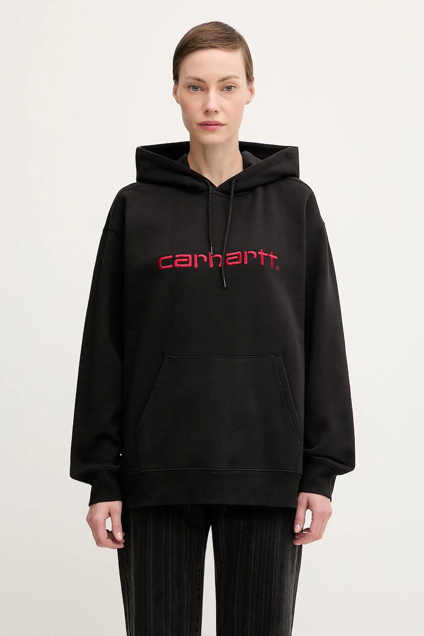 Суитчър Carhartt WIP Hooded Sweatshirt with Embroidered Front Logo Черно | I033648.31YXX