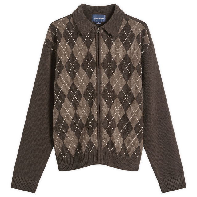 Argyle Zip Knit Cardigan