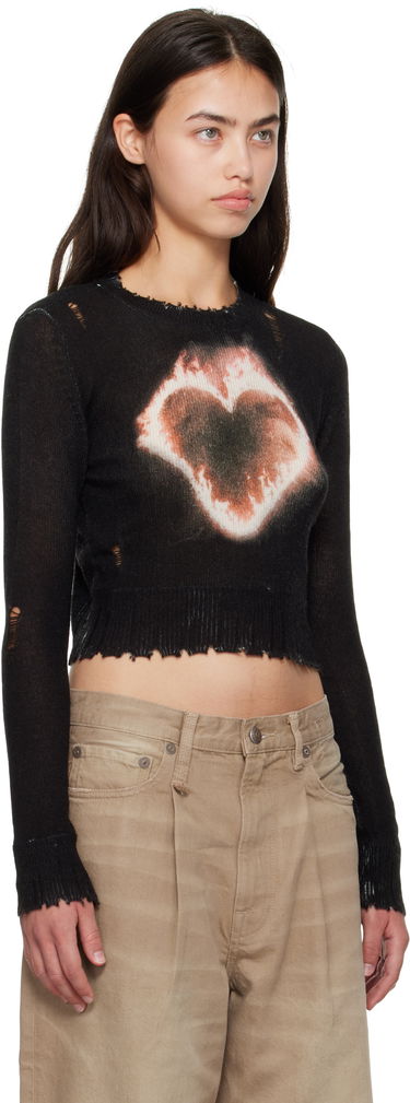 Пуловер R13 R13 Flaming Heart Cropped Sweater Черно | R13WY042-Y016B, 4