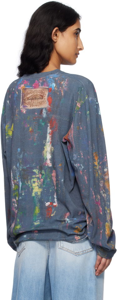 Пуловер Acne Studios Acne Studios Paint Splatter Long Sleeve T-Shirt Синьо | CL0342-, 2