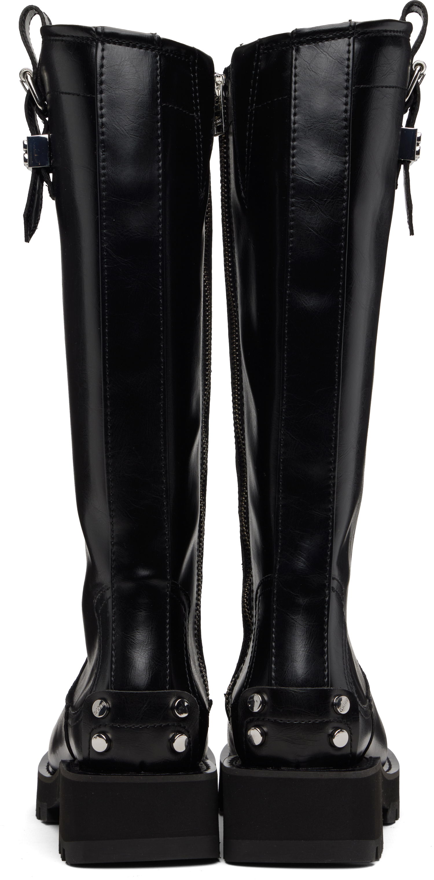 Кецове и обувки GANNI Knee-High Buckle Strap Lug Sole Boots Черно | S3022, 1