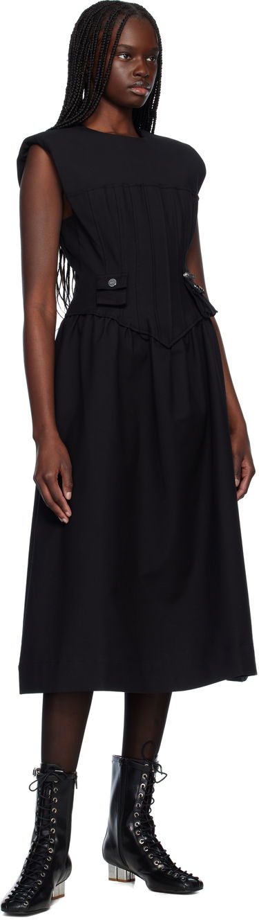 Pокля GANNI Ganni Corset Midi Dress Черно | W0390, 3