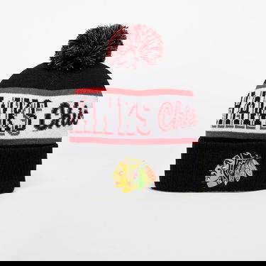 Шапка Mitchell & Ness Chicago Blackhawks Pom Knit Beanie Черно | HK8955-CBHBLCK, 0