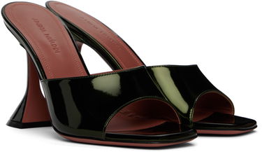 Кецове и обувки Amina Muaddi Lupita Slipper Heeled Sandals Зелено | LUPITA SLIPPER MIRROR, 3