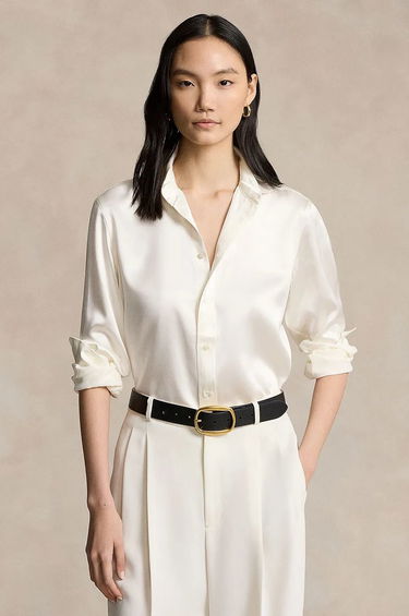 Риза Polo by Ralph Lauren Silk Slim Fit Shirt Бяло | 211891378, 0