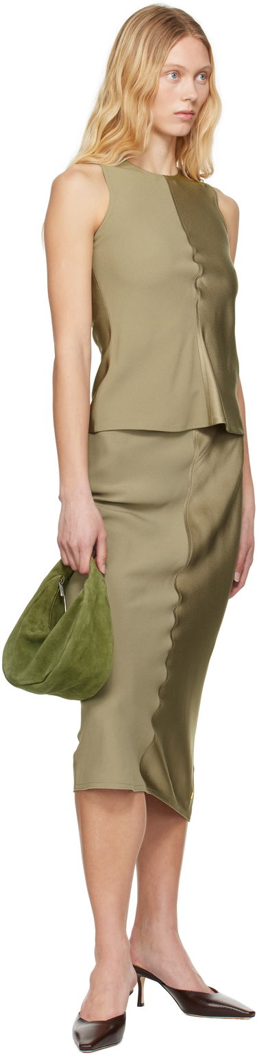 Пола AMI AMI Paris Straight Midi Skirt Зелено | FSK266.AC0014, 3