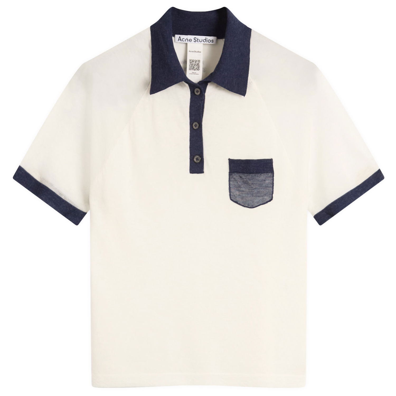 Поло тениска Acne Studios Women's Kout Transparent Polo Top, Size Large Бяло | A60590-BL1, 0