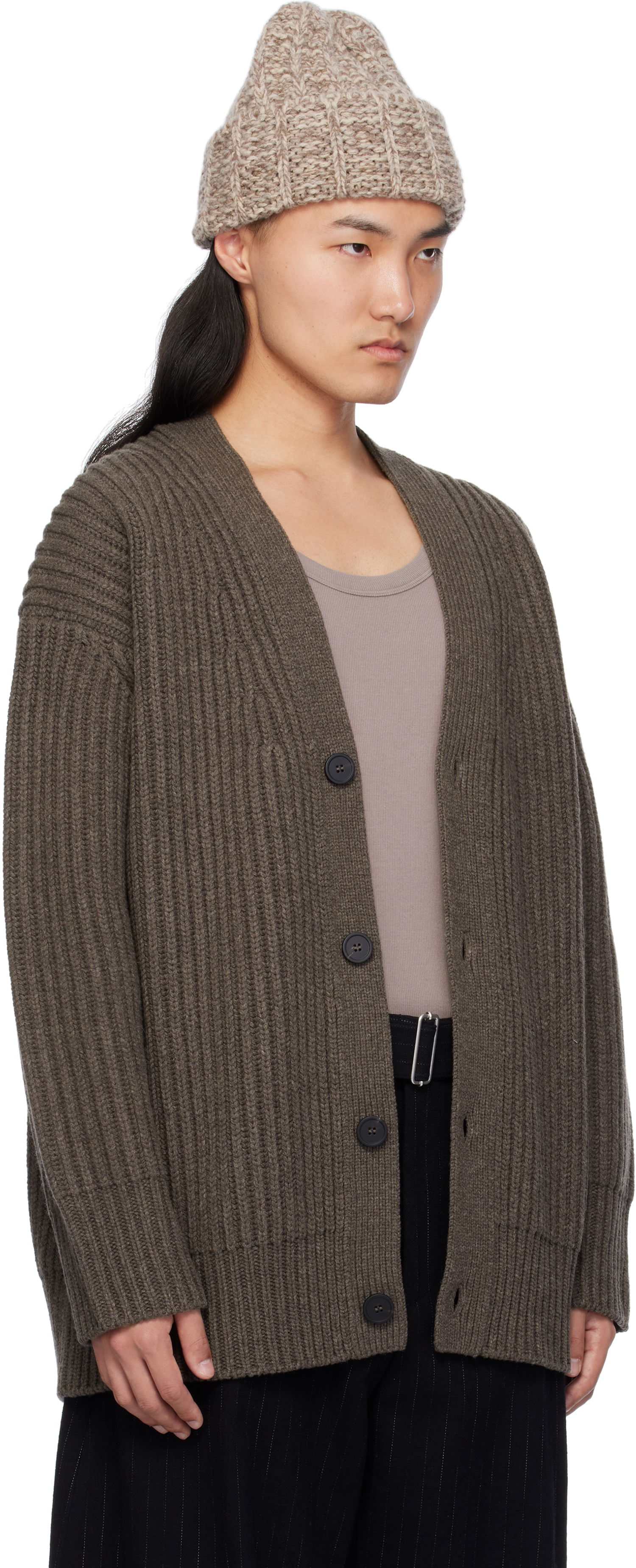 Пуловер Studio Nicholson Studio Nicholson Pomona Knit Cardigan Кафяво | POMONA SN - 762, 1