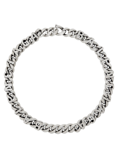 Gunmetal Chain Logo Necklace