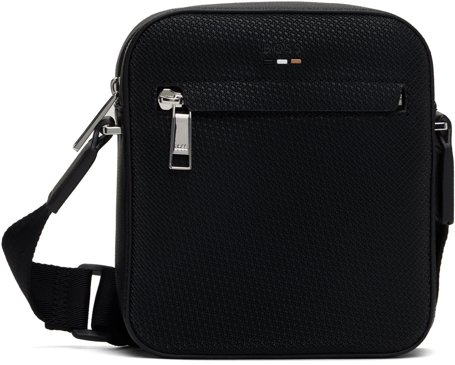 Чанта през рамо BOSS BOSS Embossed Faux-Leather Reporter Bag Черно | 50541518, 0