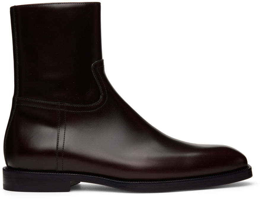Кецове и обувки Dries Van Noten Dries Van Noten Leather Boots Бургунди | MW222-165-101, 0