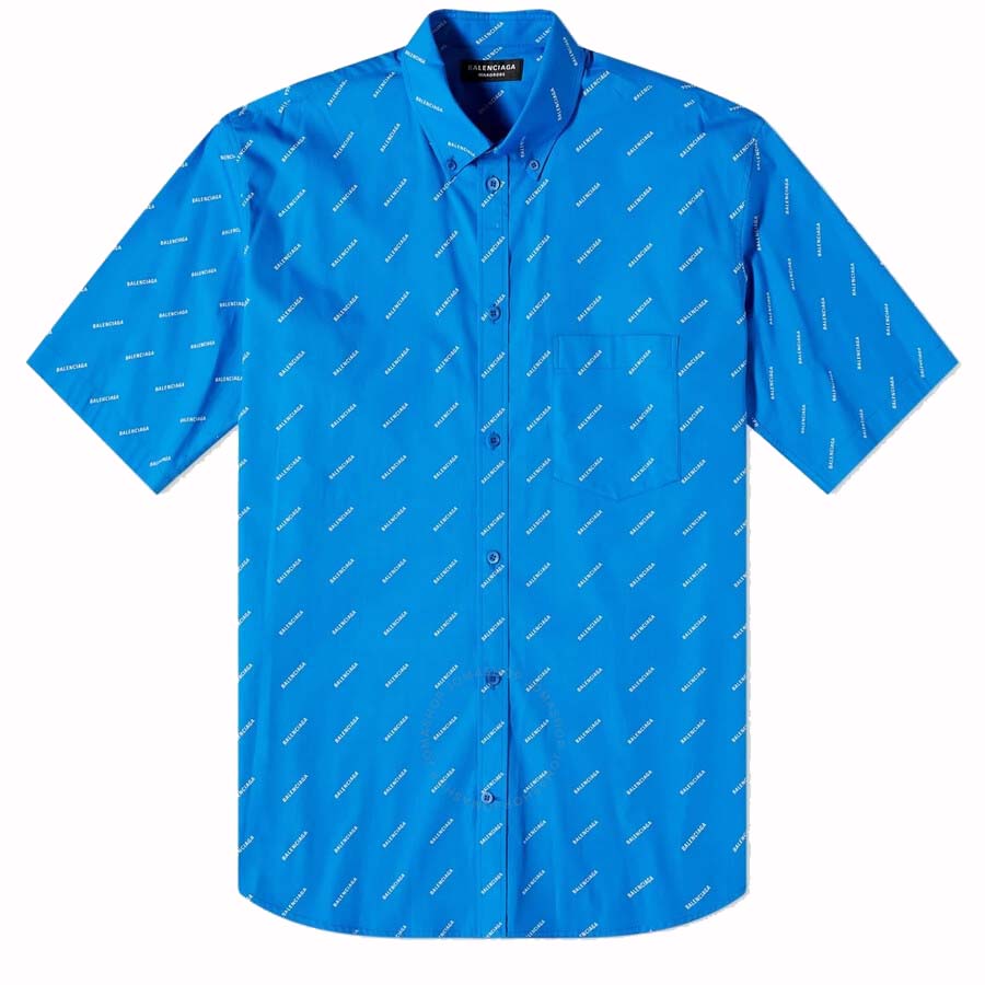 Риза Balenciaga All-Over Logo S/S Shirt Синьо | 534332TBL967560, 0