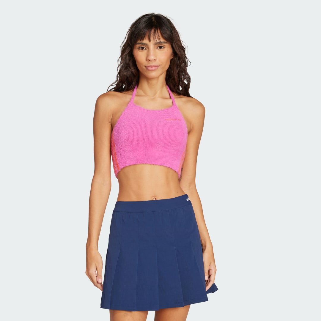 Съкратен топ adidas Performance Halter Knit Top Розово | JW6002, 0