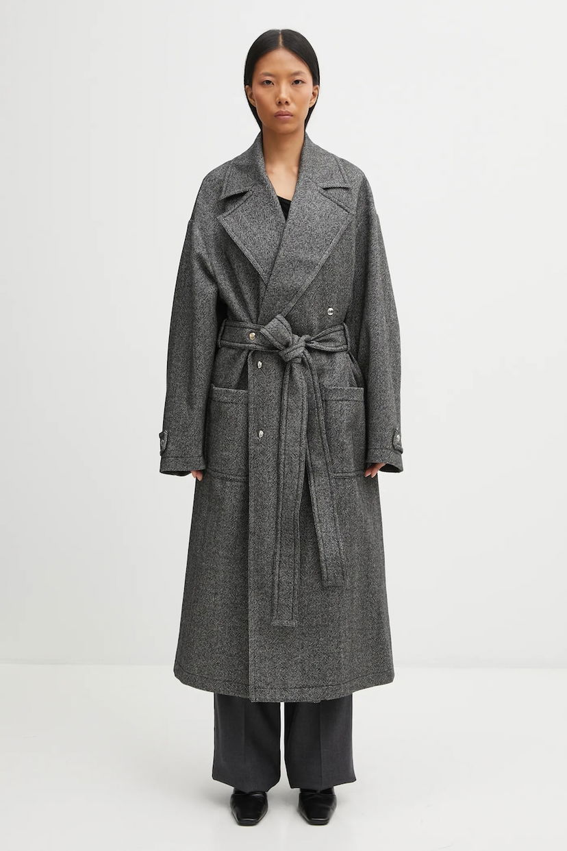 Палта Fiorucci Herringbone Maxi Wool Blend Coat Сиво | W25FWOCO001PL01GY01