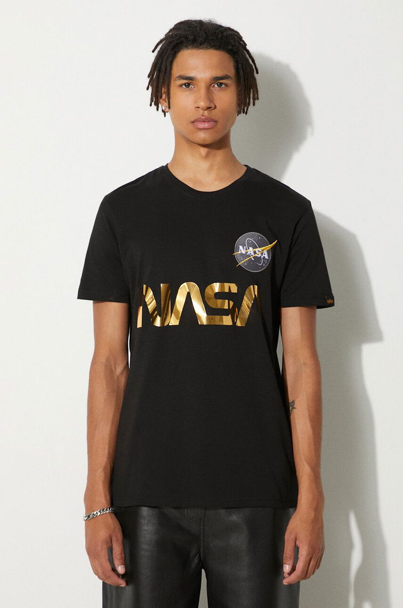 Тениска Alpha Industries NASA Reflective T-Shirt With Print Черно | 178501.365