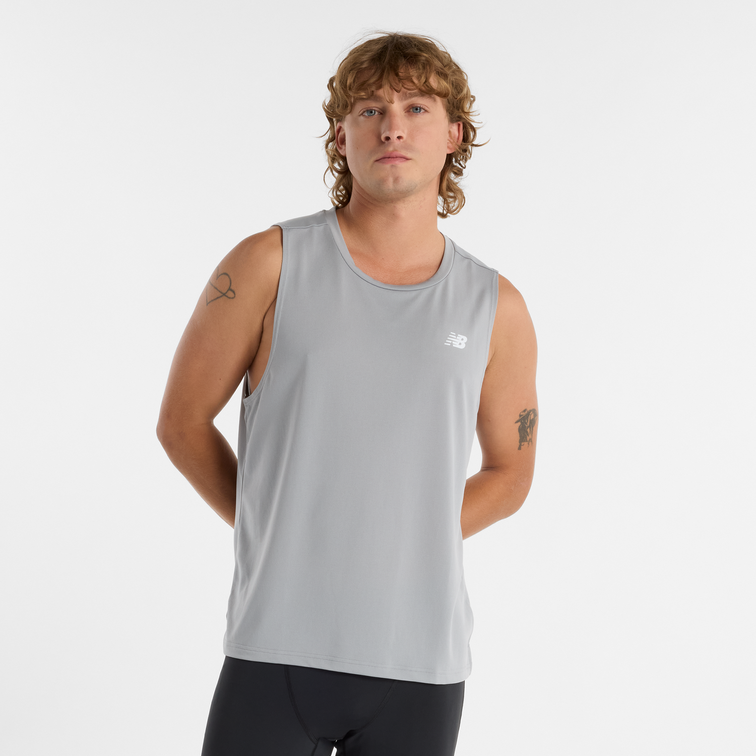 Потник New Balance Men's Running Singlet Сиво | NBMT51800YST, 0