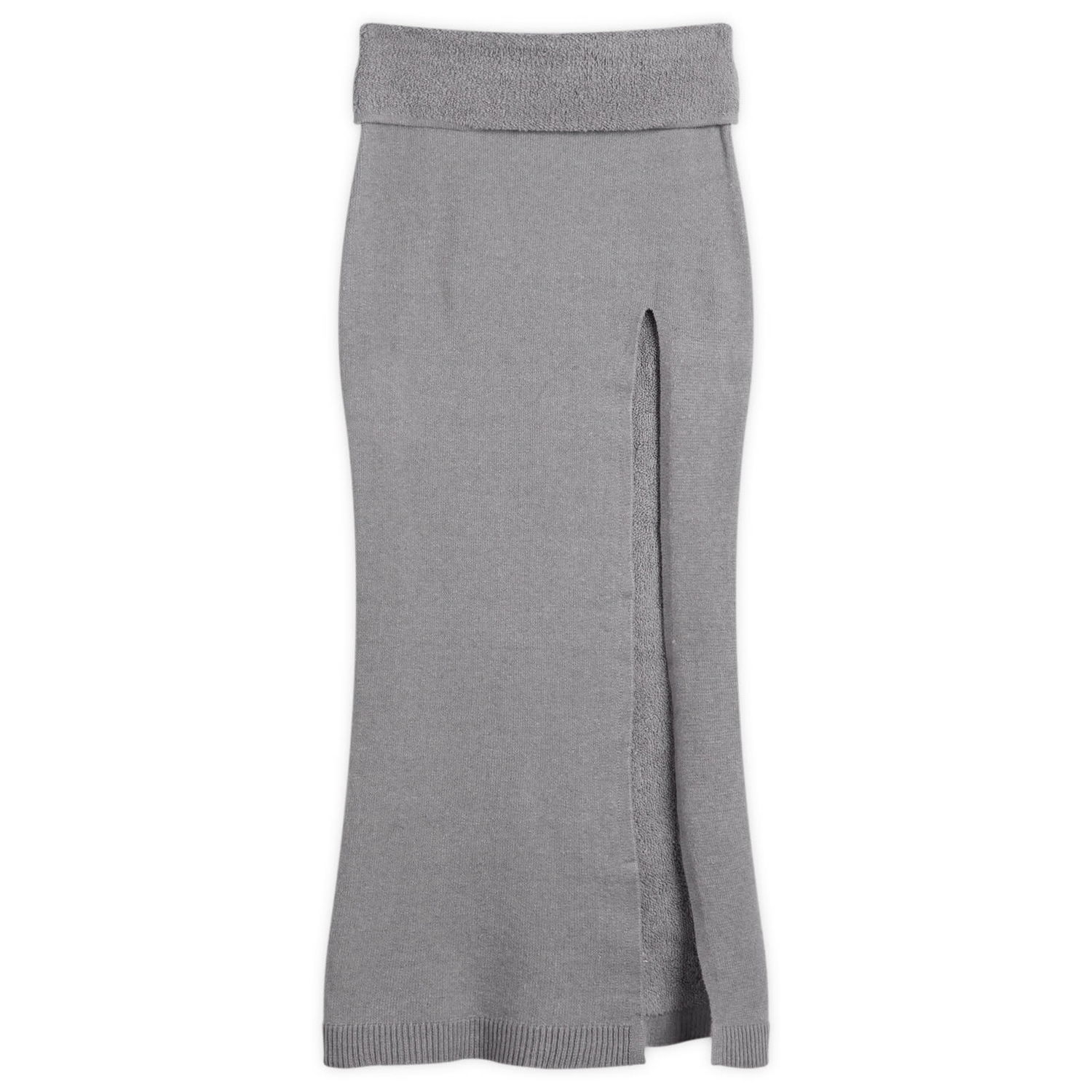 Пола SKIMS Textured Knit High Slit Long Skirt Сиво | SK-SKT-9921W-DHG, 1