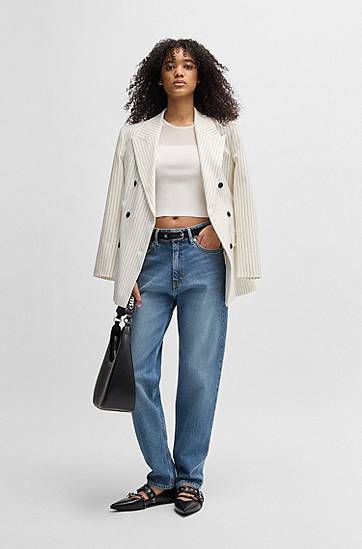 Дънки BOSS Mom Fit Comfort Stretch Jeans Синьо | 50535128, 1