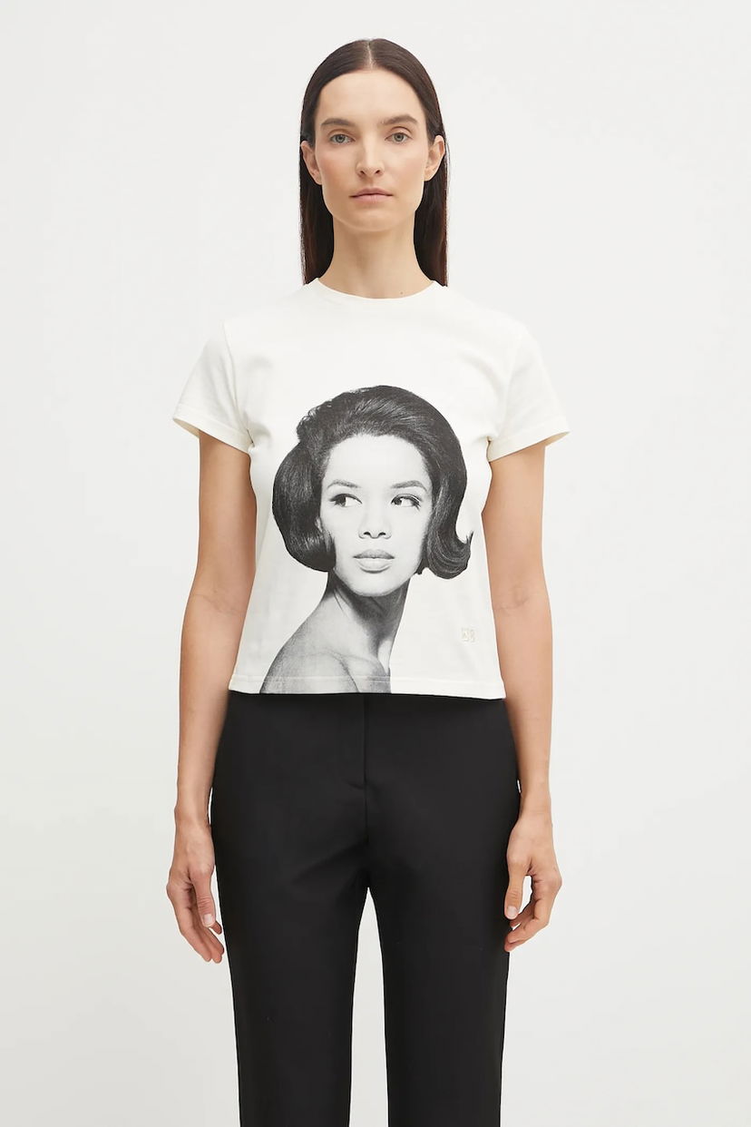 Тениска Wales Bonner Wales Bonner Selah Cropped T-Shirt Бяло | UA25JE11.JE01.100