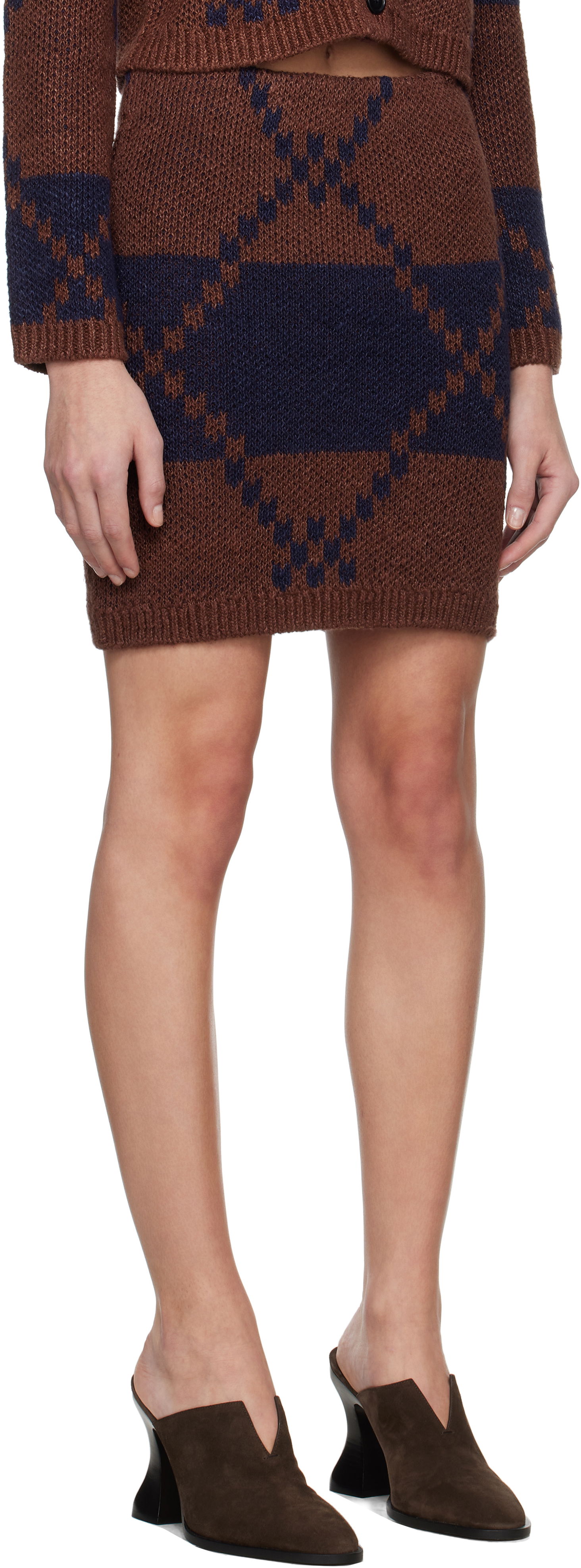 Пола JW Anderson JW Anderson Fairisle Knit Miniskirt Кафяво | KW1412-YN0439, 1