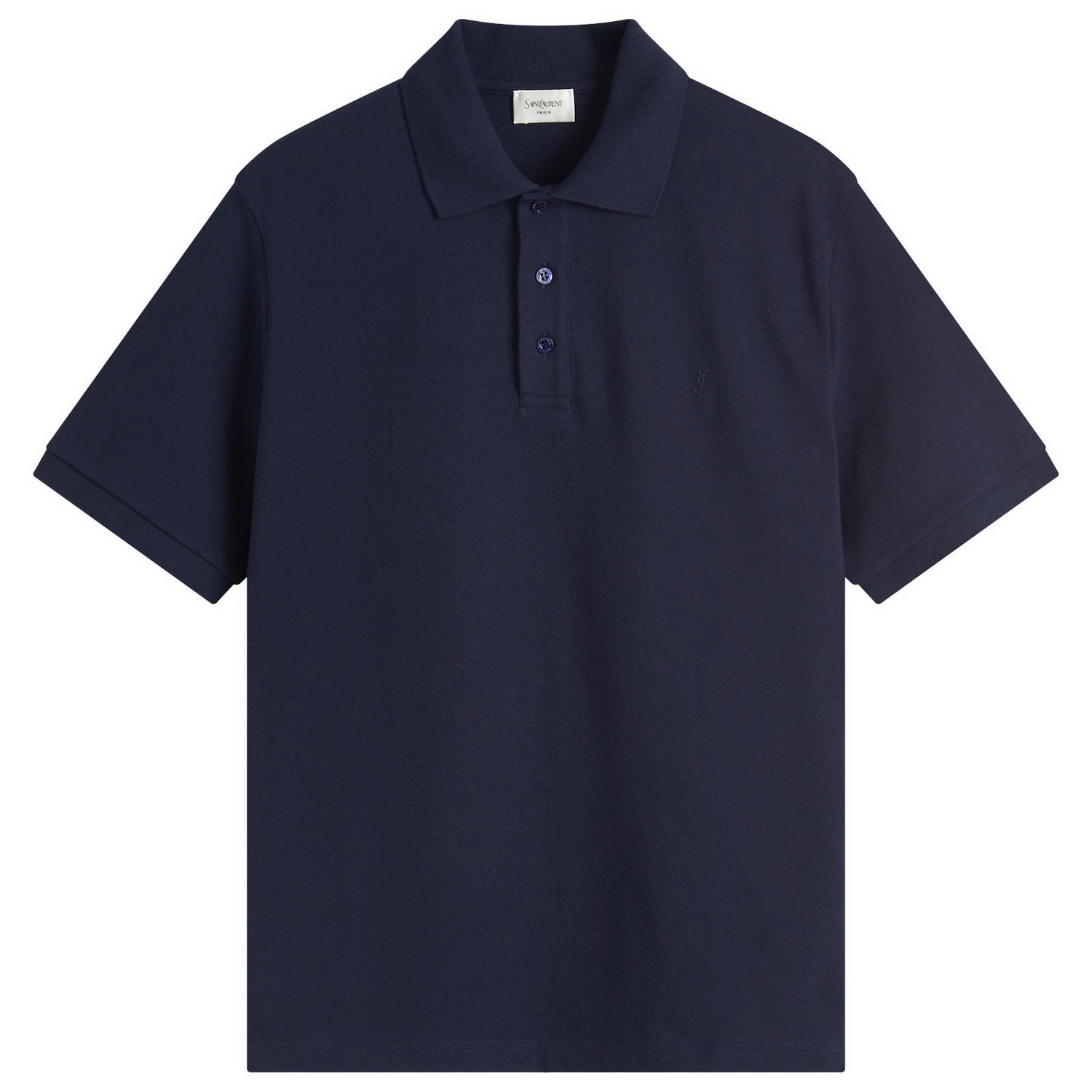 Поло тениска Saint Laurent Cotton Pique Polo Shirt, Size Large Тъмно синьо | 798944-Y37HC-4140, 0