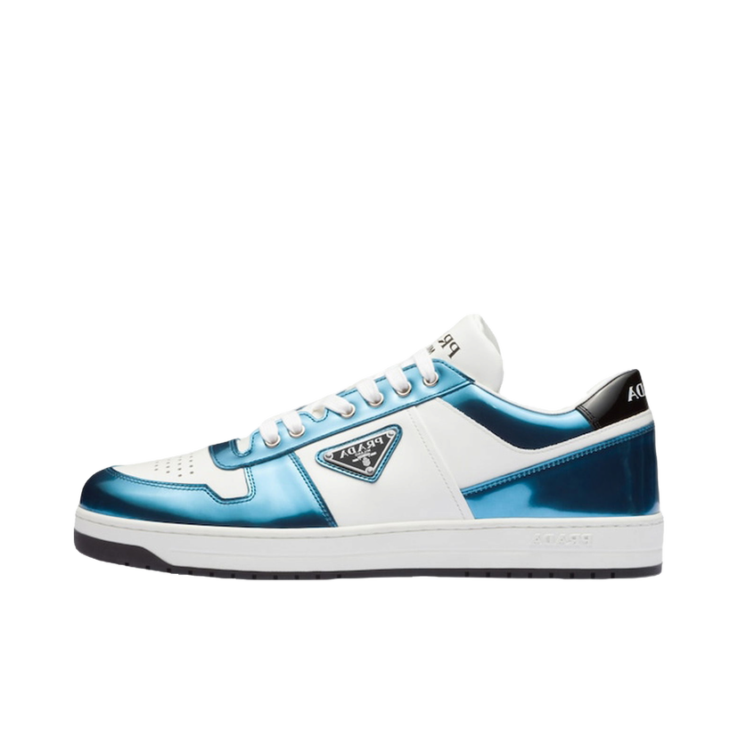 Кецове и обувки Prada Downtown Low Top Sneakers Leather White Metallic Blue Синьо | 2EE364_3LL2_F0W81