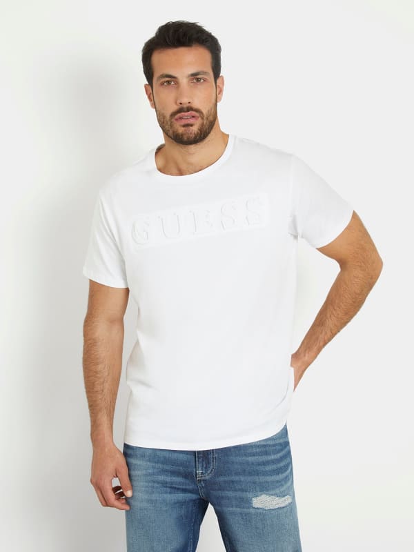 Тениска GUESS Embossed Logo T-Shirt Бяло | M4PI0EK8HM4