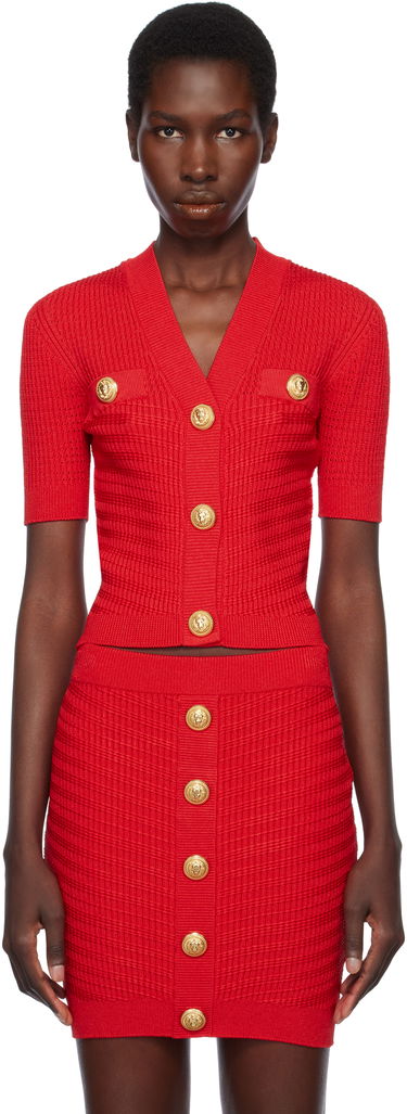 Пола Balmain Balmain Buttoned Knit Cropped Cardigan Червено | EF0KL225KI42, 0