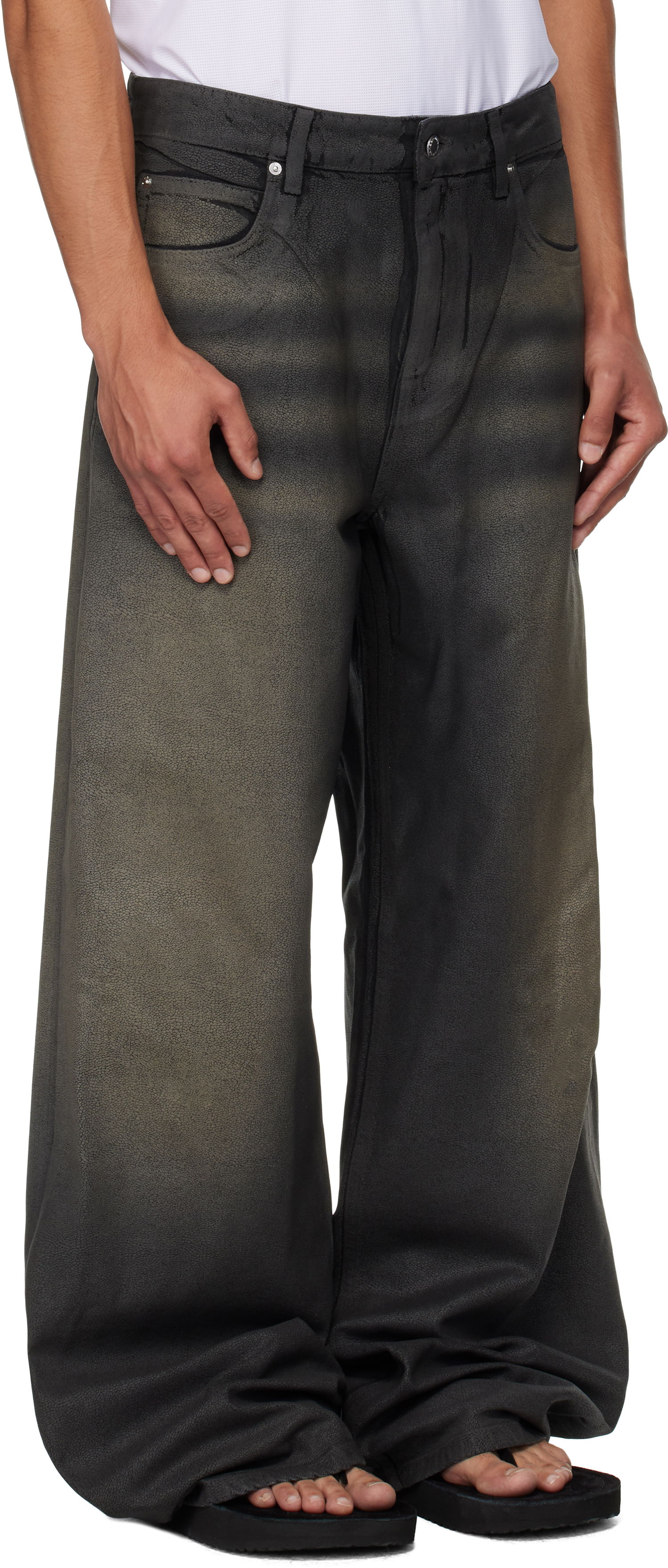 Дънки Alexander Wang Alexander Wang Faux Leather Relaxed Fit Jeans Черно | 6DC3254807, 1