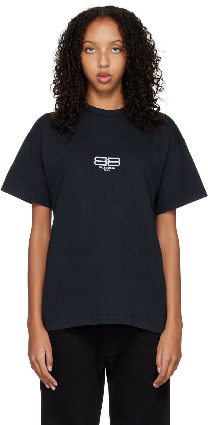 Тениска Balenciaga BB Paris Icon T-Shirt Черно | 612965 TMVG7, 0